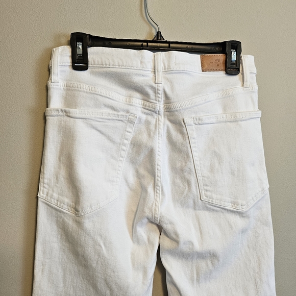 7 For All Mankind HW Crop Straight White Jeans Button Fly Size 30 - Picture 5 of 10